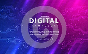 Digital technology banner pink blue background concept with technology light effect, abstract tech, innovation future data tech ai
