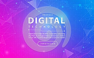 Digital technology banner pink blue background concept with technology line light effects, abstract tech, illustration vector for