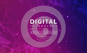 Digital technology banner purple background concept, technology light pink blue effect, abstract tech, innovation
