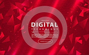 Digital technology banner red background concept circuit technology light effect abstract cyber tech innovation future data