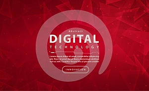 Digital technology banner red background concept, circuit technology light effect, abstract cyber tech, innovation future data ai