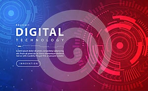 Digital technology banner red blue background concept, technology light purple effect, abstract tech, innovation future data tech