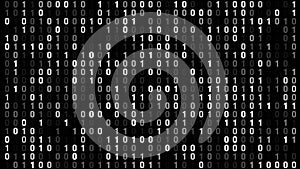 Digital technology binary on black exploring texture and science of cyber security, cyber attacks, and encoded binary code
