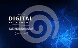 Digital technology blue background concept, cyber data security technology, abstract online tech, innovation future data