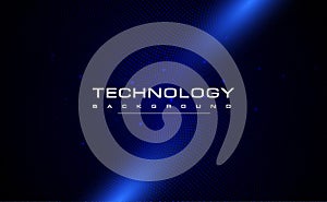 Digital technology blue background, online cyber technology algorithm, dark abstract wave futuristic circuit tech