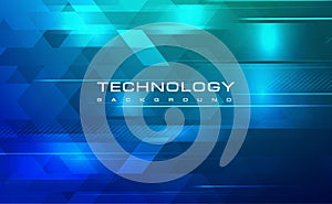 Digital technology blue green background concept cyber technology polygonal abstract tech innovation future internet network