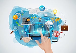 Digital Technology Cloud Computing Data Analytics Network Security Business Concept