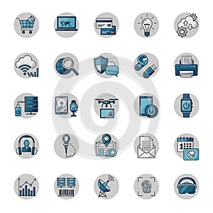 Digital Technology and Computing Icon Set