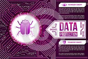 Digital technology concept of background with a hacker bug. Mode