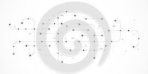Digital technology concept with integrated circuit and network communication elements