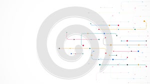 Digital technology concept with integrated circuit and network communication elements