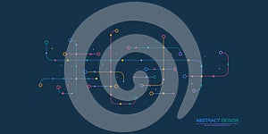 Digital technology concept with integrated circuit and network communication elements