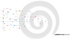 Digital technology concept with integrated circuit and network communication elements