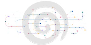 Digital technology concept with integrated circuit and network communication elements