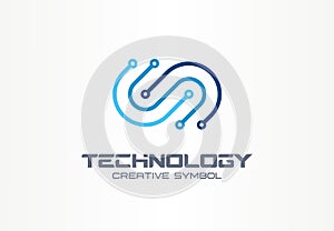 Digital technology creative symbol concept. Electronics, software, hardware upgrade, integration abstract business logo