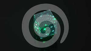 Digital Technology cube with hex-code 3D render