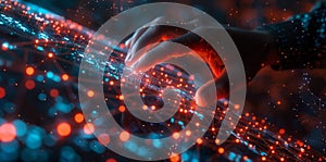 Digital technology, data processing and engineering, cloud computing concept. Computer programmer coding on laptop, database