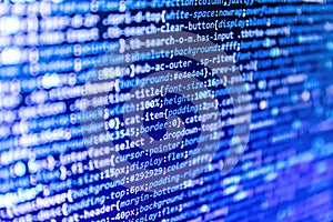 Digital technology on display. Screenshot with random parts of program code. Developing programming binary code. Abstract