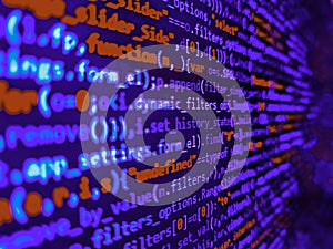 Digital technology on display. Web programming and bracket technology background. Web abstract programming and created virus on