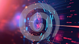 Digital technology displaying data, network connections, and internet security