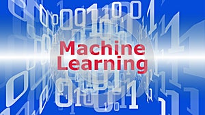 Digital technology machine learning vector conception, binary code stream graphic