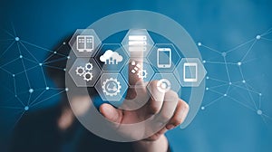 Digital technology network connection with user interface icons image