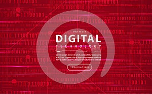 Digital technology red background concept circuit technology light effect abstract binary cyber tech innovation future data