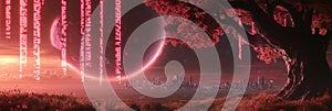 Digital technology and software development concept. Background or web banner showing a software developer coding