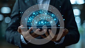 Digital technology, technical cloud support customer concept.