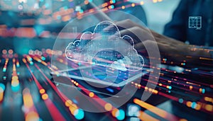 Digital technology, technical cloud support customer concept.