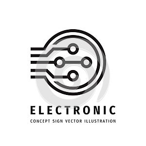 Digital technology - vector logo template for corporate identity. Data electronic icon. Abstract computer chip sign. Network, inte