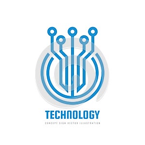 Digital technology - vector logo template for corporate identity. Data electronic icon. Abstract computer chip sign. Network, inte