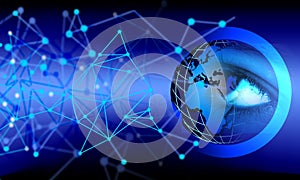 Digital technology world. Business virtual concept. global network connection and communication concept.