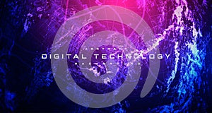 Digital technology worldwide global network internet connection blue background, Abstract cyber tech futuristic planet map world