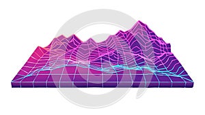 Digital Terrain Map Wireframe Landscape, vector design Generative AI