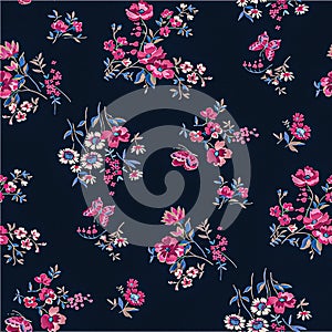 Digital textile design flowers pattern for digital printing