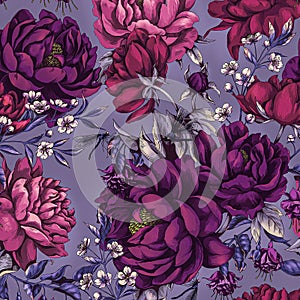Digital textile design flowers pattern for digital printing