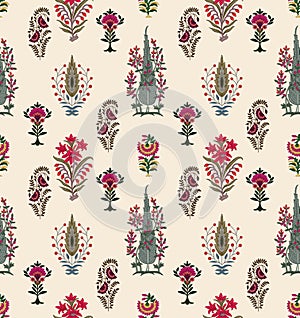 digital textile Mughal and ornamental pattern and seamless Mughal flower.