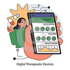 Digital Therapeutic Devices concept. Flat vector illustration.