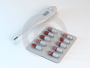 Digital Thermometer with Pills