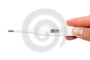 Digital thermometer showing high temperature