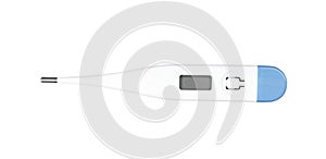Digital thermometer on white background, top view