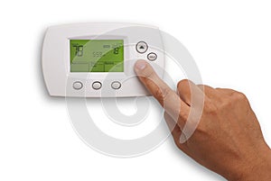 Digital Thermostat and male hand