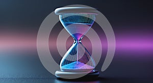Digital Time. An Hourglass Filled with Binary Code Symbolizing the Flow of Data, Tech.