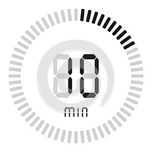 The digital timer 10 minutes. electronic stopwatch with a gradient dial starting vector icon, clock and watch, timer, countdown sy