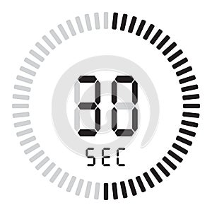 The digital timer 30 seconds. electronic stopwatch with a gradient dial starting vector icon, clock and watch, timer.