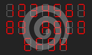 Digital timer counter number display font vector