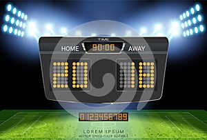 Digital timing scoreboard, Football match team A vs team B, Strategy broadcast graphic template