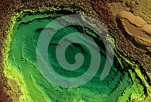 Digital topographic elevation model of a excavation site with steep walls