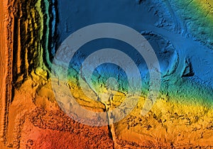 Digital topographic elevation model for GIS of a excavation with steep walls